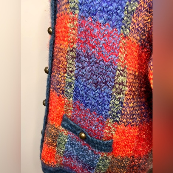 Vintage Allison H mohair plaid oversized sweater cardigan - Picture 7 of 12